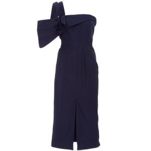 Viva Aviva Knot Asymmetrical Poplin Dress
